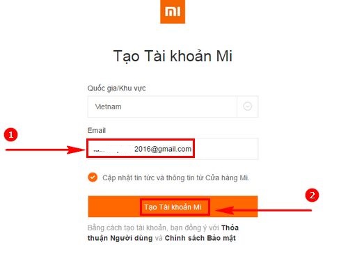 Cách tạo tài khoản Mi của Xiaomi dễ dàng 2